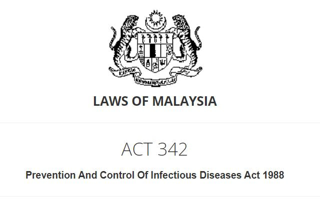 PREVENTION AND CONTROL INFECTIOUS DISEASES  ACT 1988	 (ACT 342)