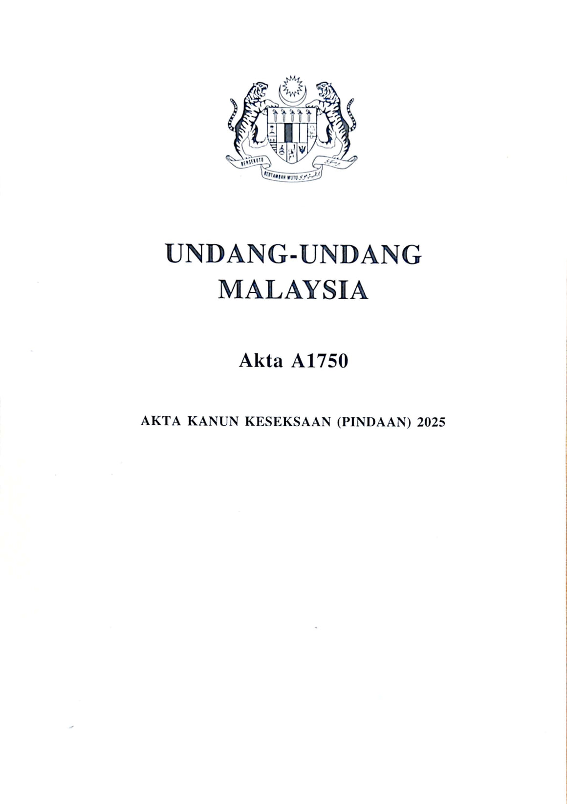 AKTA KANUN KESEKSAAN (PINDAAN) 2025- A1750