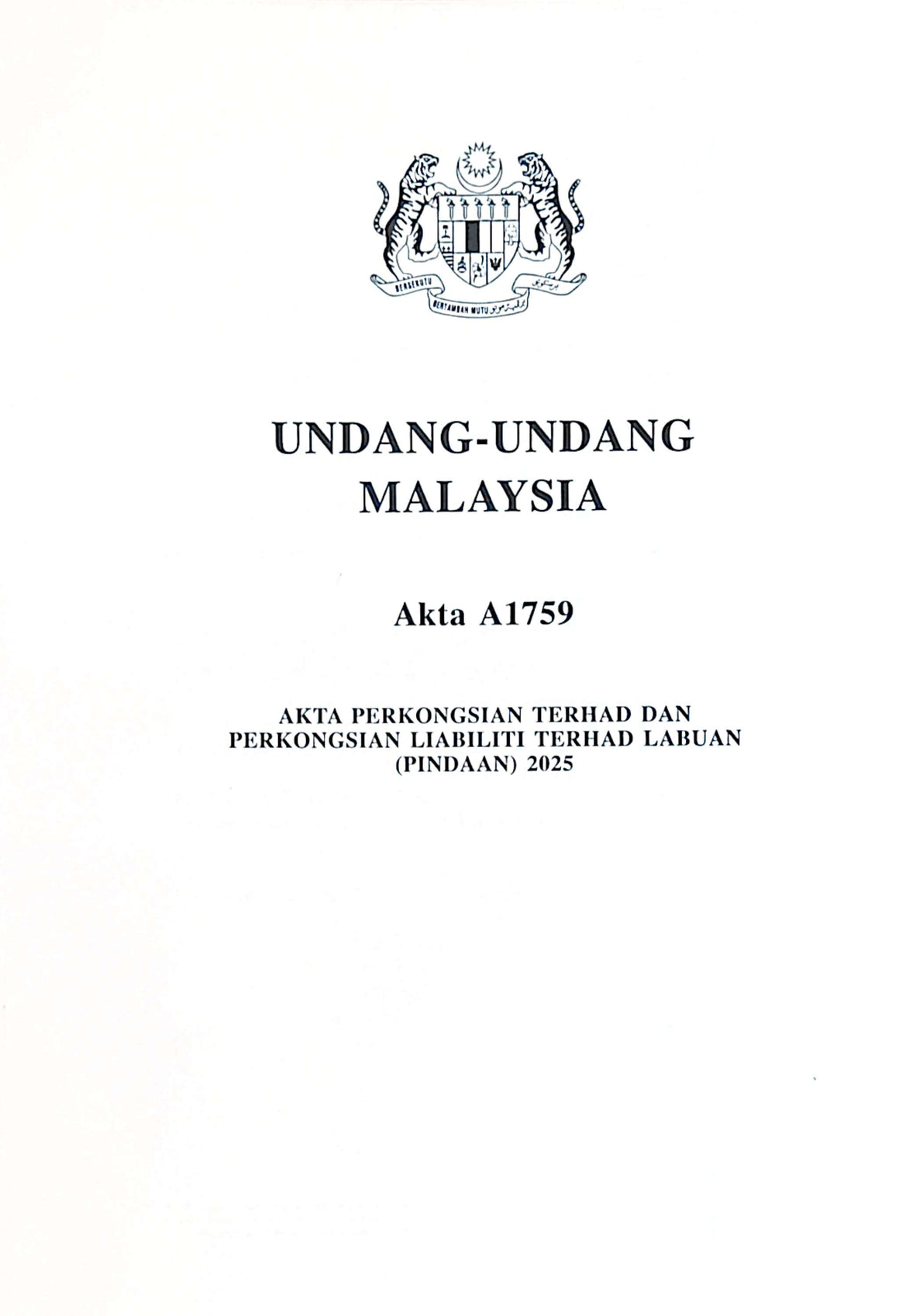 AKTA PERKONSIAN TERHAD & PERKONSIAN LIABILITI TERHAD LABUAN (PINDAAN) 2025 - A1759