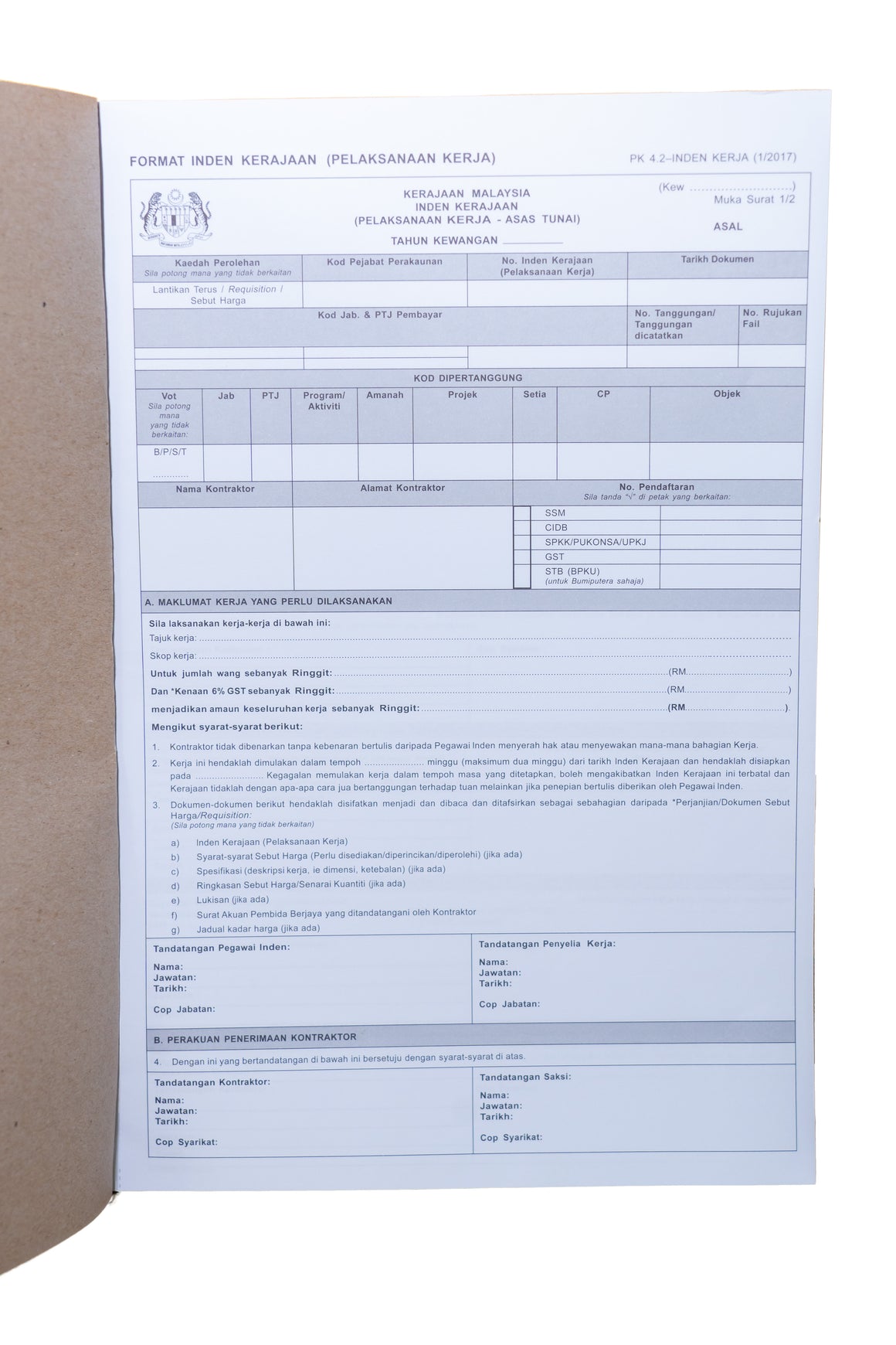 Order On Contractor -Inden Kerja (JKR58/PK4.2)